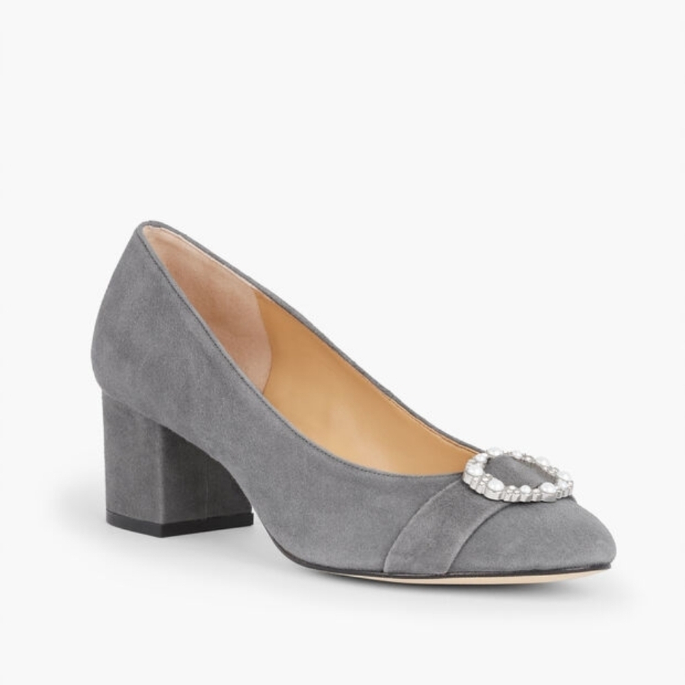 Talbots Isa Gray Suede Women's Shoes with Pearl Embellished Buckle Sz 10 SH457 - Picture 2 of 8
